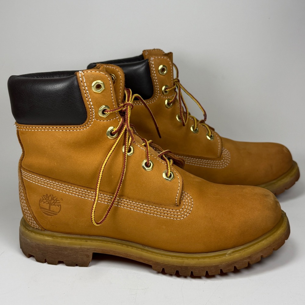 Timberland Womens 7.5 W Boots 10361 Premium 6 Inch Waterproof Wheat Nubuck Wide
